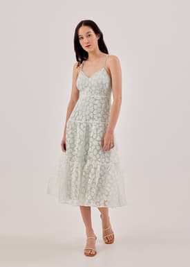 Asha Padded Textured Jacquard Dress