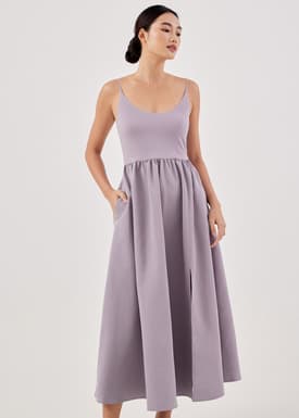 Lexa Contrast Scoop Neck Flare Dress