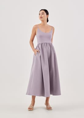 Lexa Contrast Scoop Neck Flare Dress