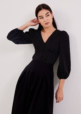 Jacque Polka Dot Button Down Top