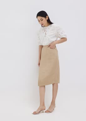 Kimora Broderie Puff Sleeve Top