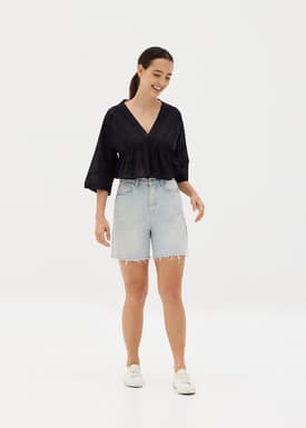 Laila Broderie Peplum Top
