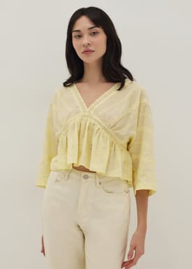 Laila Broderie Peplum Top