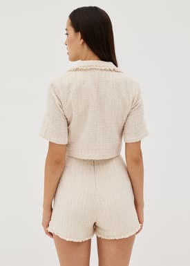 Lannie Tweed Fringe Hem Shorts