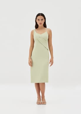Ayesha Asymmetric Drape Front Column Dress