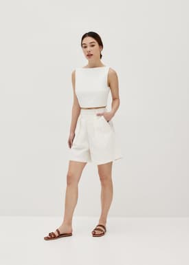 Nelizza Boat Neck Crop Top