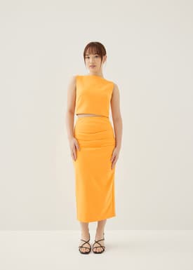 Mailea Side Pleat Column Skirt (2022 Version)