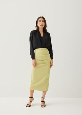 Mailea Side Pleat Column Skirt (2022 Version)