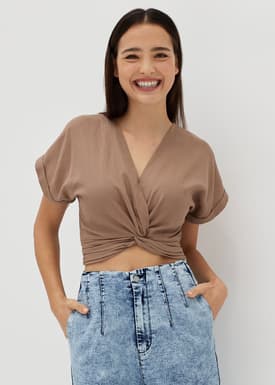 Annalisa Elastic Linen Crop Top