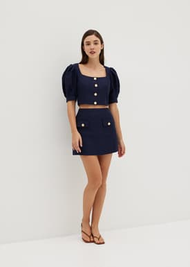 Ellowyn Tweed Puff Sleeve Top