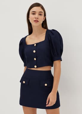 Ellowyn Tweed Puff Sleeve Top