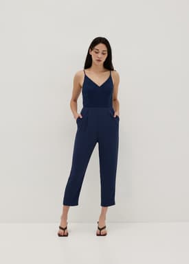 Maela Mixed Fabric Jumpsuit