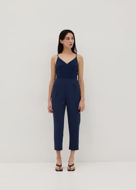 Maela Mixed Fabric Jumpsuit