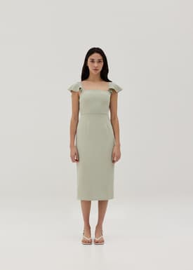 Rayanna Padded Ruffle Sleeve Pencil Dress