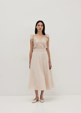 Caelyn Organza Lace Tie Shoulder Top