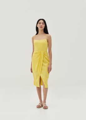 Noemi Linen Bodycon Midi Dress