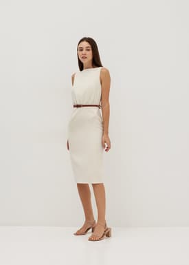 Daphne Classic Belted Column Dress