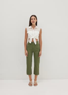 Edeline Tie Waist Collared Blouse