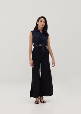 Edeline Tie Waist Collared Blouse