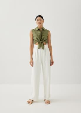 Edeline Tie Waist Collared Blouse