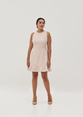 Nancy Tweed Ribbon Tie Peplum Dress