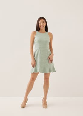 Nancy Tweed Ribbon Tie Peplum Dress