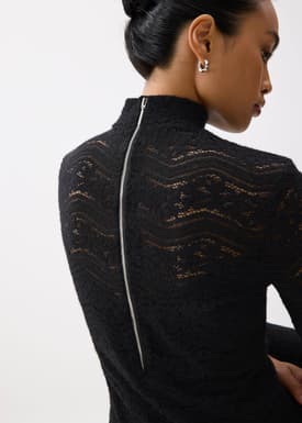 Lace Fitted Turtle Neck Top