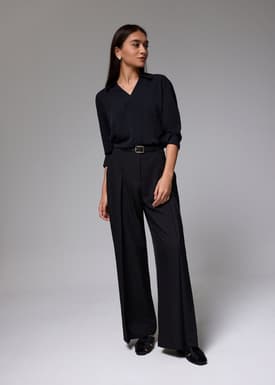 Leggy™ Belted Pleated Straight Leg Pants