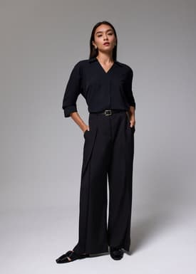 Leggy™ Belted Pleated Straight Leg Pants