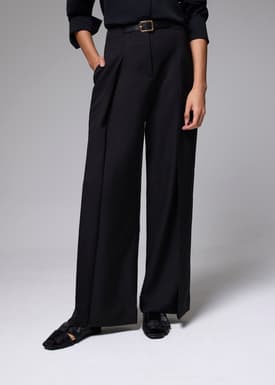 Leggy™ Belted Pleated Straight Leg Pants