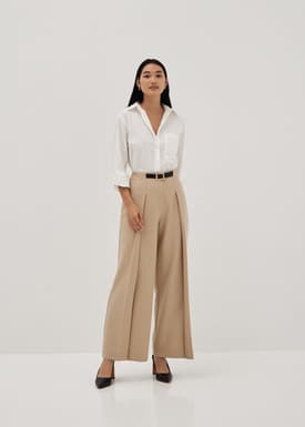 Leggy™ Belted Pleated Straight Leg Pants