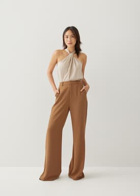 Nevelle Satin Twist Halter Top