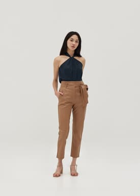Nevelle Satin Twist Halter Top