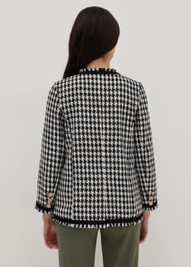 Bellona Houndstooth Collarless Blazer