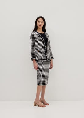 Bellona Houndstooth Collarless Blazer