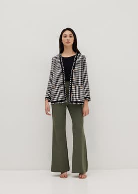 Bellona Houndstooth Collarless Blazer