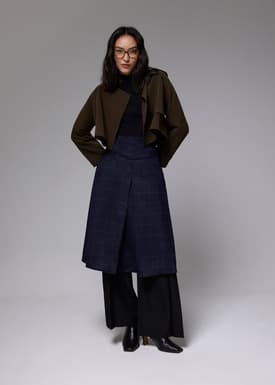 Checkered High Waist A-line Midi Skirt