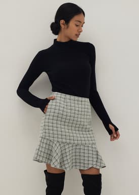 Tweed Ruffle Mini Skirt