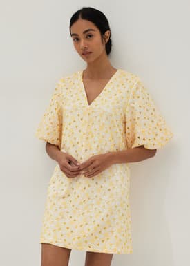 Tabby Broderie Puff Sleeve Dress