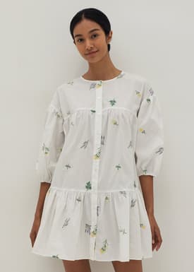 Felicia Embroidered Drop Waist Shirt Dress