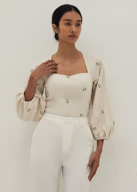 Aster Padded Embroidered Bustier Top