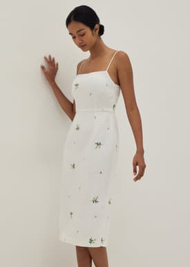 Dawn Embroidered Tweed Column Dress