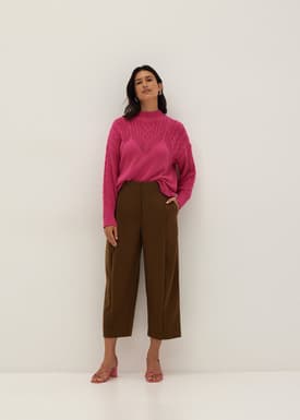High Waist Ankle Length Cocoon Pants