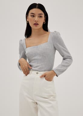 Tweed Bustier Long Sleeve Top
