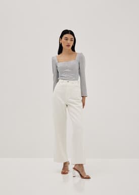 Tweed Bustier Long Sleeve Top