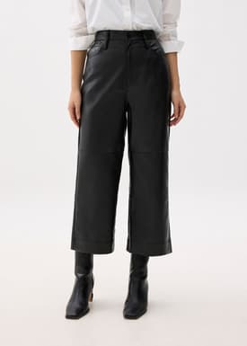 Vegan Leather High Waist Wide Leg Pants