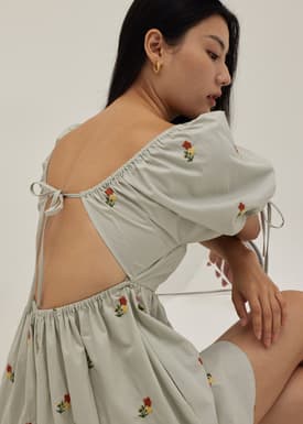 Paisley Padded Embroidered Tie Back Romper