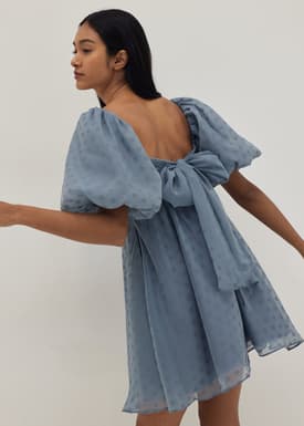 Monique Padded Jacquard Organza Babydoll Dress