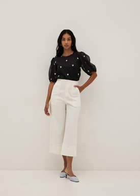 Salma Embroidered Organza Lace Top