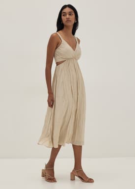 Daniela Padded Crinkled Flare Dress